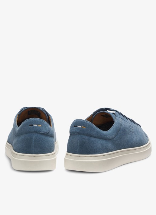 BOSS Sneaker van suède met logo  - achterkant 3 donkerblauw