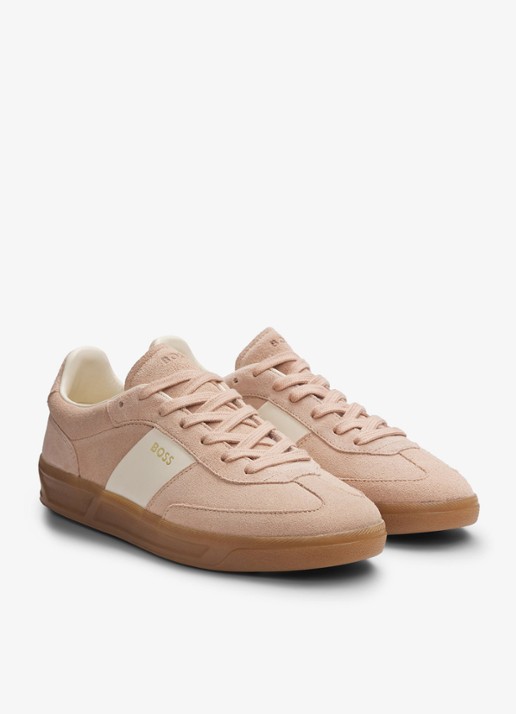 BOSS Sneaker van suède - voorkant 2 bordeauxrood