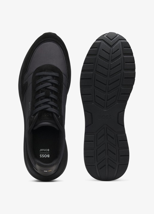 BOSS Sneakers met details van suède - achterkant zwart