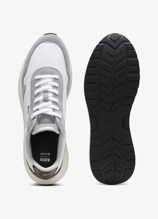 BOSS Sneakers met details van suède - detail 2 wit