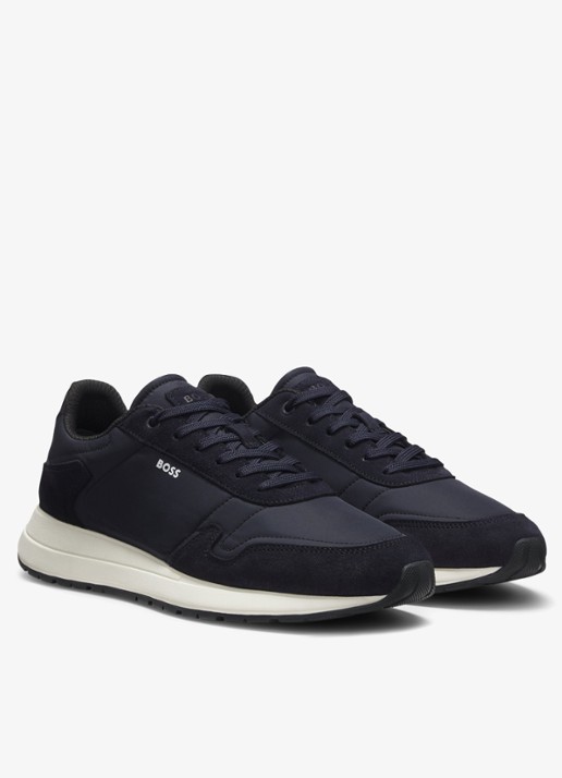BOSS Sneakers met details van suède - detail 3 donkerblauw