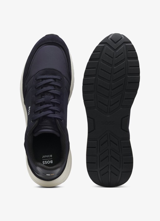 BOSS Sneakers met details van suède - detail 4 donkerblauw