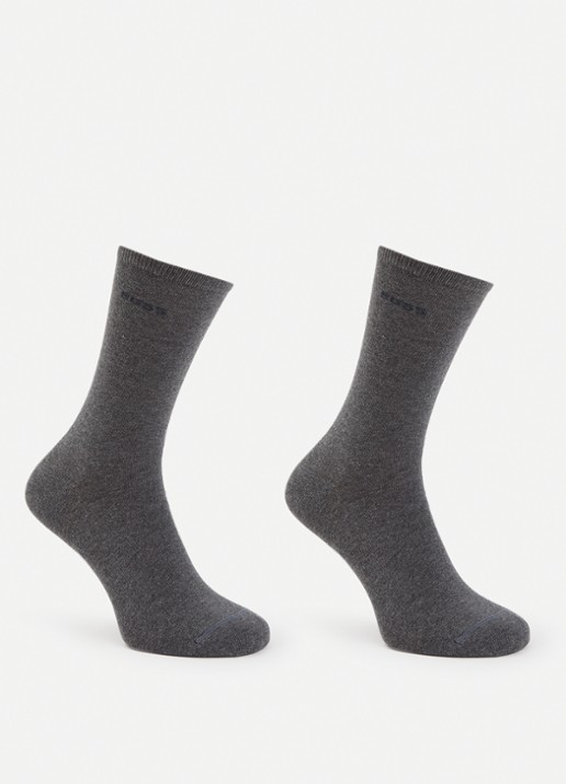 BOSS Sokken in katoenblend met logo in 2-pack - voorkant medium grey-031 / grijs