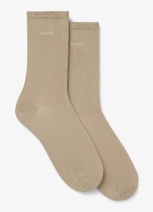 BOSS Sokken in katoenblend met logo in 2-pack - voorkant medium beige-261 / beige