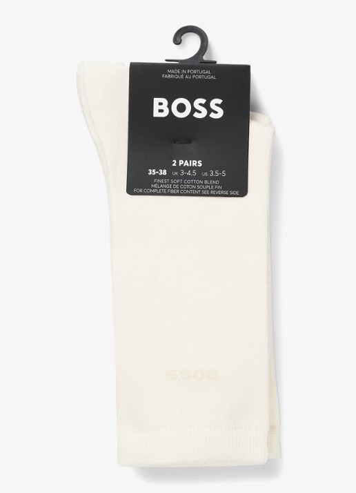 BOSS Sokken in katoenblend met logo in 2-pack - voorkant 3 open white-119 / wit