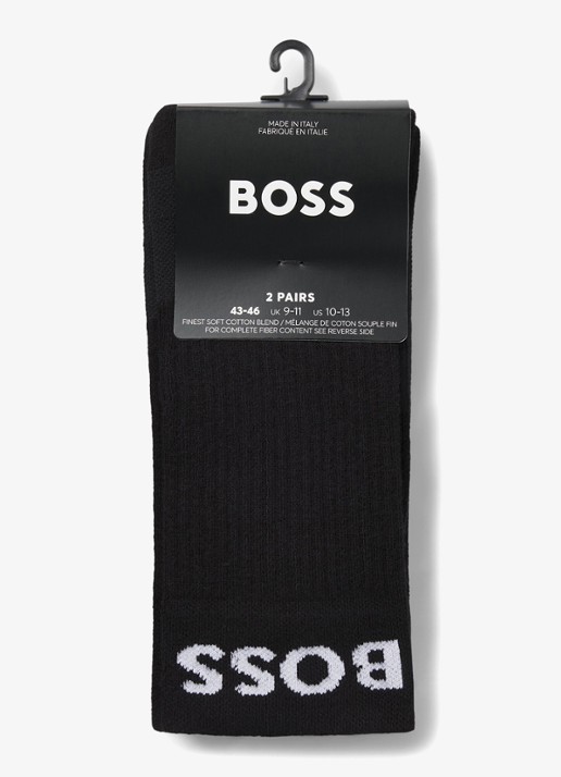 BOSS Sokken met logo in 2-pack - voorkant 2 zwart
