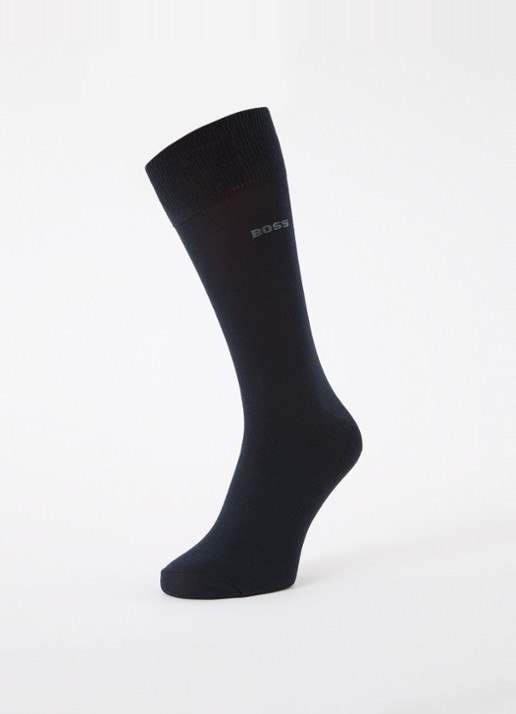 BOSS Sokken met logo in 3-pack - detail donkerblauw