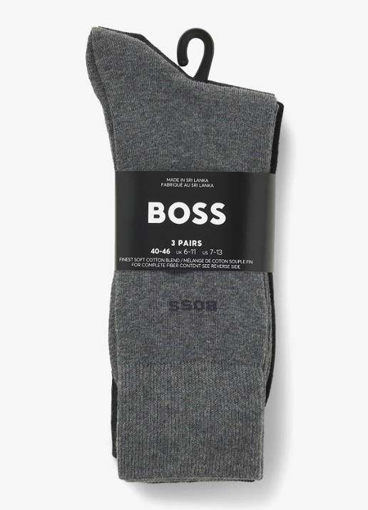 BOSS Sokken met logo in 3-pack - achterkant donkergrijs