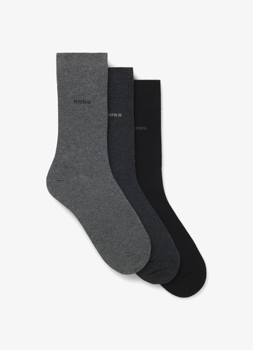BOSS Sokken met logo in 3-pack - voorkant 3 donkergrijs