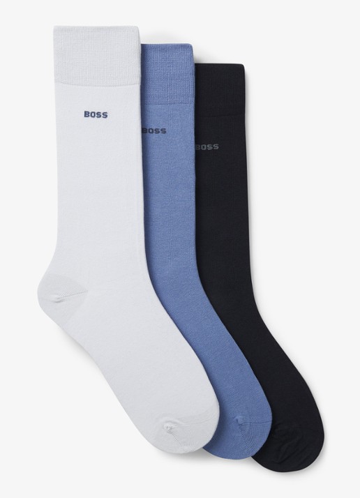 BOSS Sokken met logo in 3-pack - voorkant donkerblauw