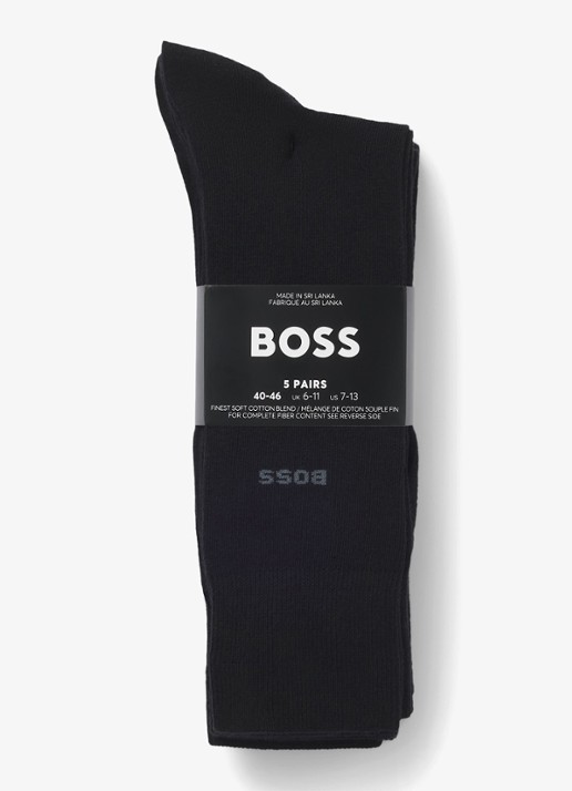 BOSS Sokken met logo in 5-pack  - voorkant 3 black-001 / zwart