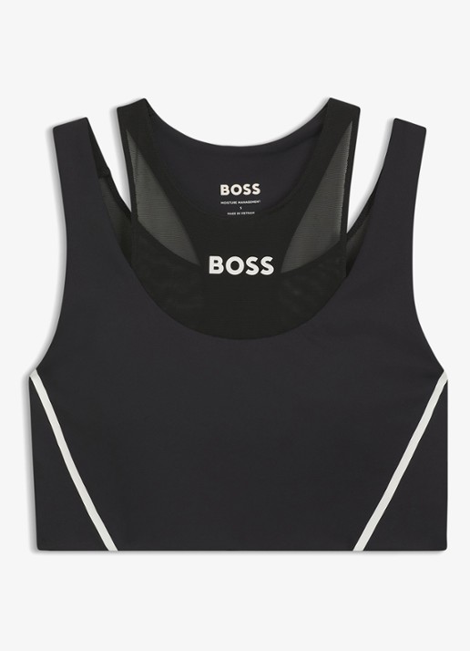 BOSS Sport bh met mesh - voorkant 2 zwart