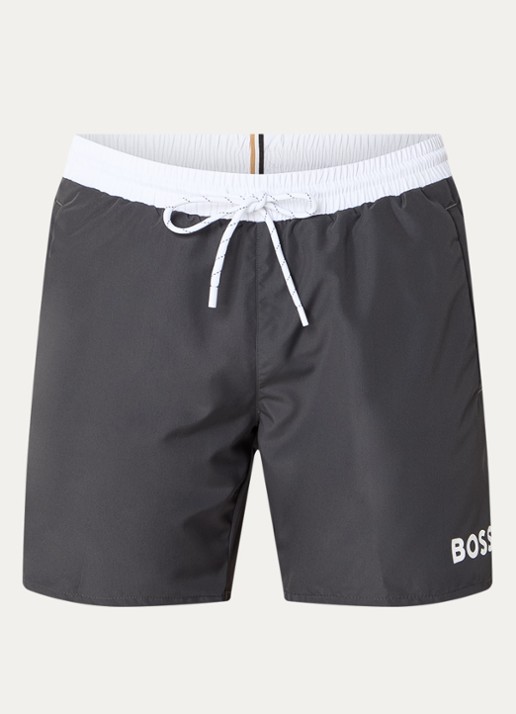 BOSS Starfish zwemshorts met logo en steekzakken - voorkant 3 antraciet