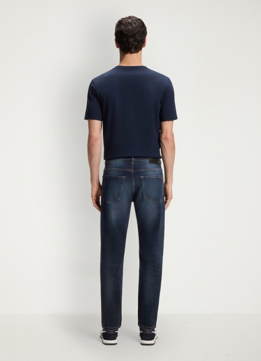 BOSS Straight fit jeans met donkere wassing - achterkant 6 donkerblauw