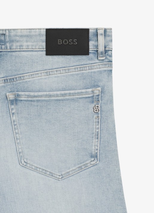 BOSS Straight fit jeans met lichte wassing - detail 5 blauw