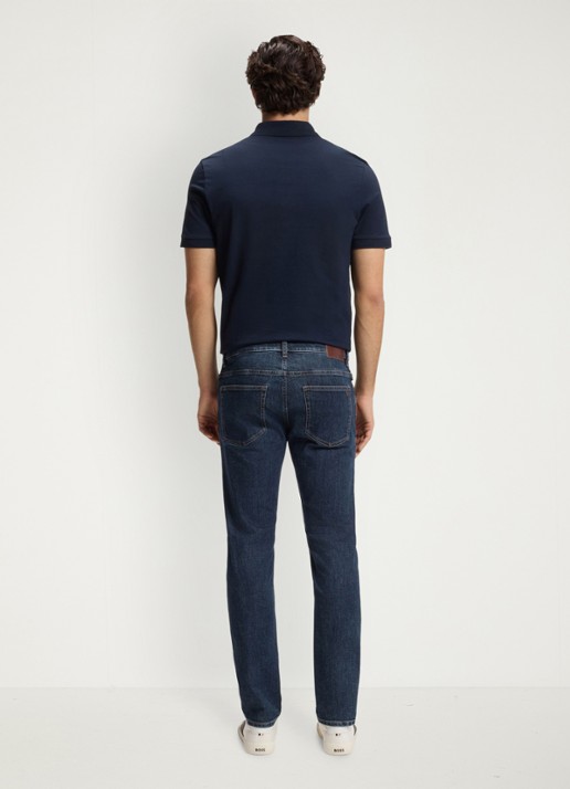 BOSS Straight fit jeans met medium wassing - achterkant indigo