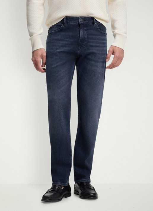 BOSS Straight fit jeans met medium wassing
