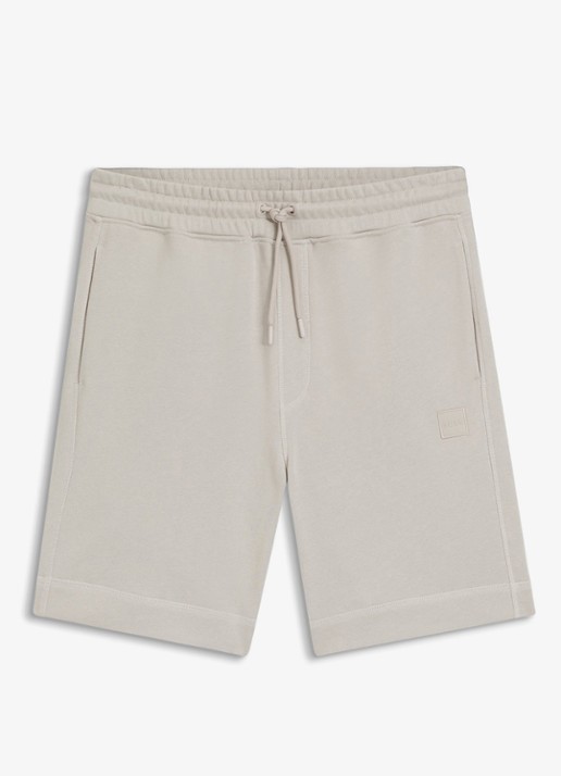 BOSS Straight fit korte broek van sweatstof met logopatch - voorkant open grey-070 / grijs