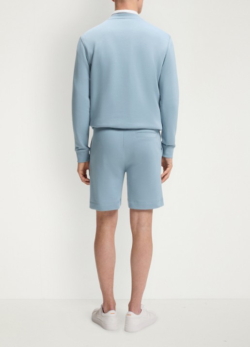 BOSS Straight fit korte broek van sweatstof met logopatch - achterkant light/pastel blue-458 / blauw
