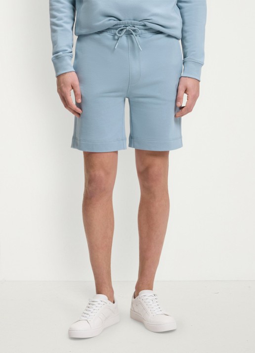 BOSS Straight fit korte broek van sweatstof met logopatch - detail 2 light/pastel blue-458 / blauw