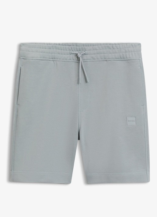 BOSS Straight fit korte broek van sweatstof met logopatch - voorkant open grey-084 / grijs