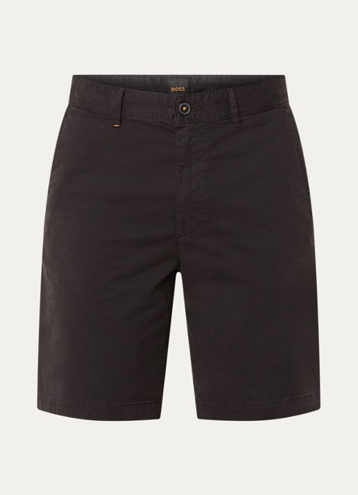 BOSS Straight fit korte chino met steekzakken - voorkant black-001 / zwart