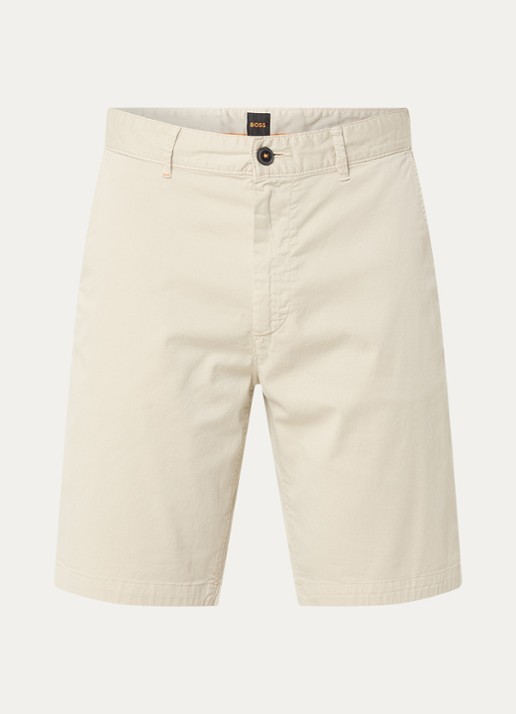 BOSS Straight fit korte chino met steekzakken - voorkant 3 light beige-271 / beige