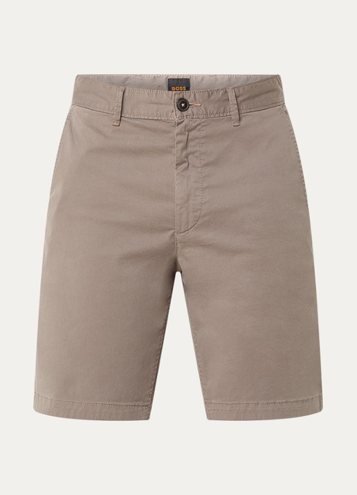 BOSS Straight fit korte chino met steekzakken - voorkant open beige-294 / beige