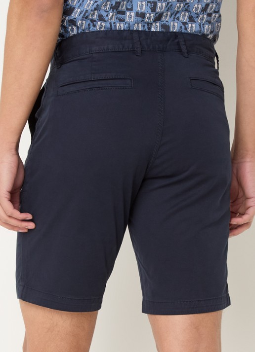 BOSS Straight fit korte chino met steekzakken - achterkant dark blue-404 / blauw