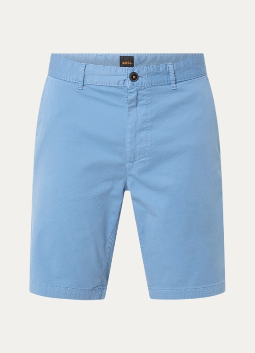 BOSS Straight fit korte chino met steekzakken - voorkant open blue-462 / blauw