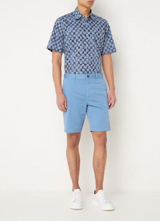 BOSS Straight fit korte chino met steekzakken - voorkant 2 open blue-462 / blauw