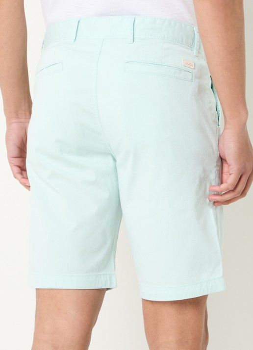 BOSS Straight fit korte chino met steekzakken - achterkant 4 open blue-474 / blauw
