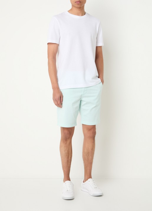 BOSS Straight fit korte chino met steekzakken - voorkant 3 open blue-474 / blauw