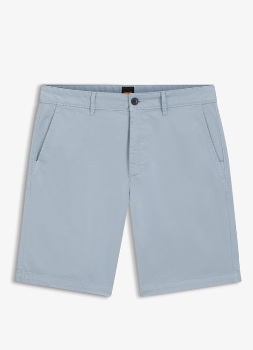 BOSS Straight fit korte chino met steekzakken - voorkant light/pastel blue-458 / blauw