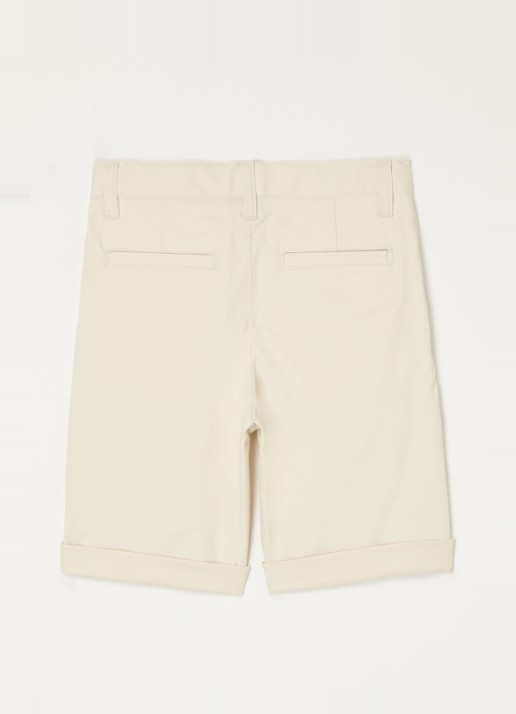 BOSS Straight fit korte chino met steekzakken - voorkant 2 beige