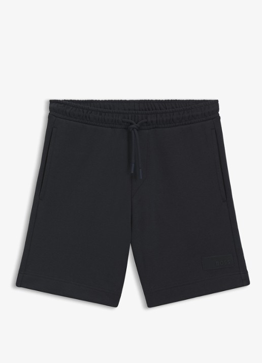 BOSS Straight fit korte joggingbroek in katoenblend - voorkant 4 donkerblauw