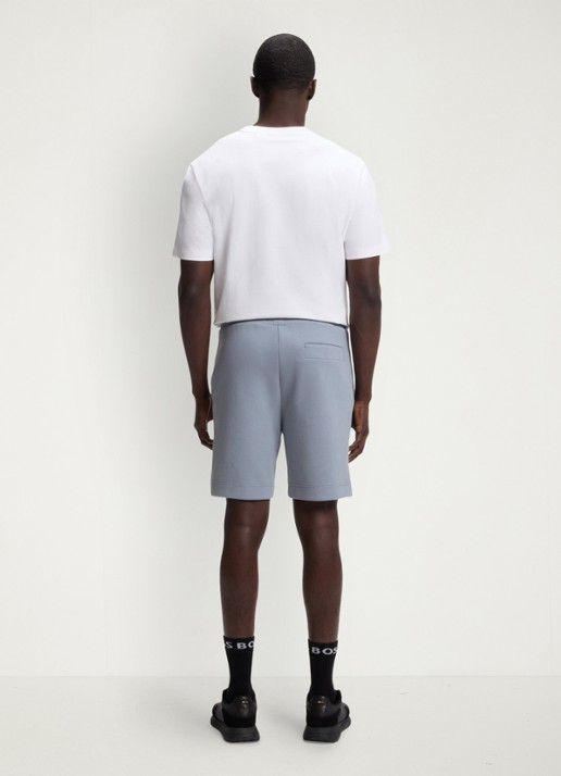 BOSS Straight fit korte joggingbroek in katoenblend - achterkant dark grey-026