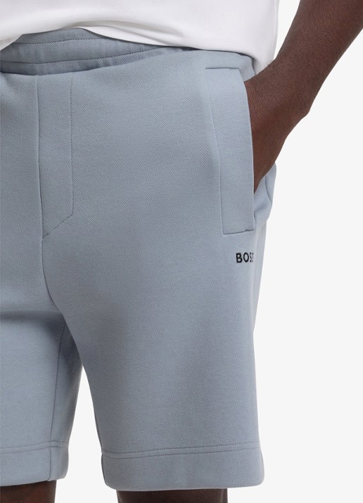 BOSS Straight fit korte joggingbroek in katoenblend - detail 5 dark grey-026