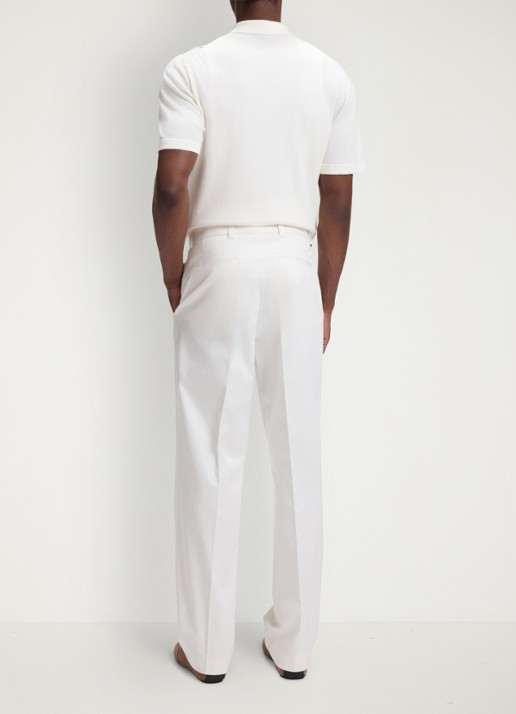 BOSS Straight fit pantalon in katoenblend - achterkant 4 wit