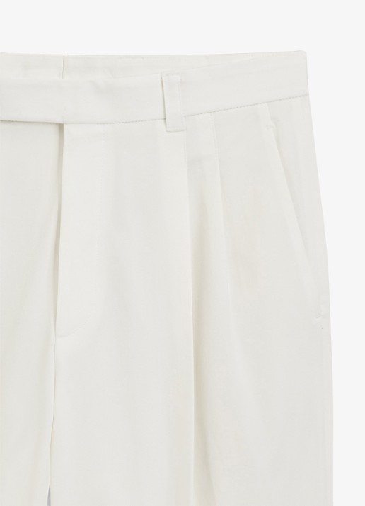 BOSS Straight fit pantalon in katoenblend - detail 3 wit