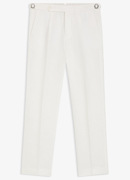BOSS Straight fit pantalon in linnenblend met steekzakken