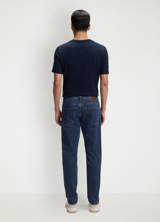 BOSS Straight leg jeans met steekzakken - achterkant 6 donkerblauw