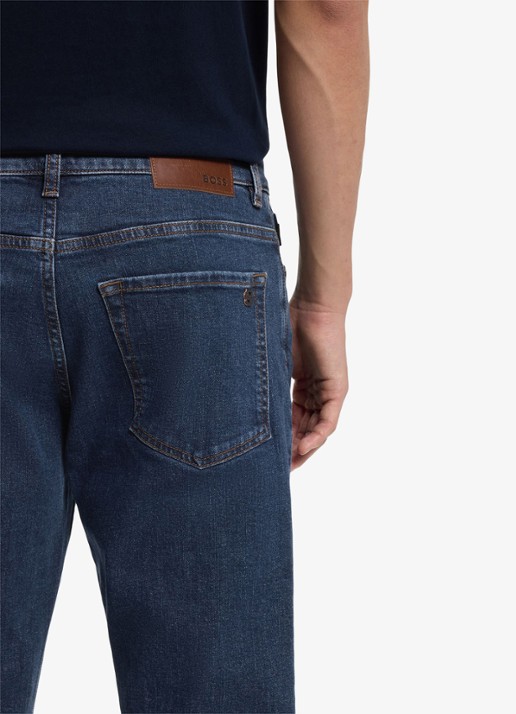 BOSS Straight leg jeans met steekzakken - detail 2 donkerblauw