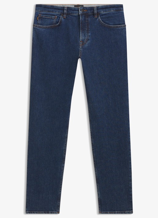 BOSS Straight leg jeans met steekzakken - voorkant 4 donkerblauw