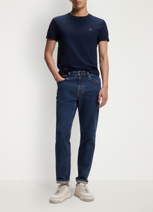 BOSS Straight leg jeans met steekzakken - voorkant 5 donkerblauw