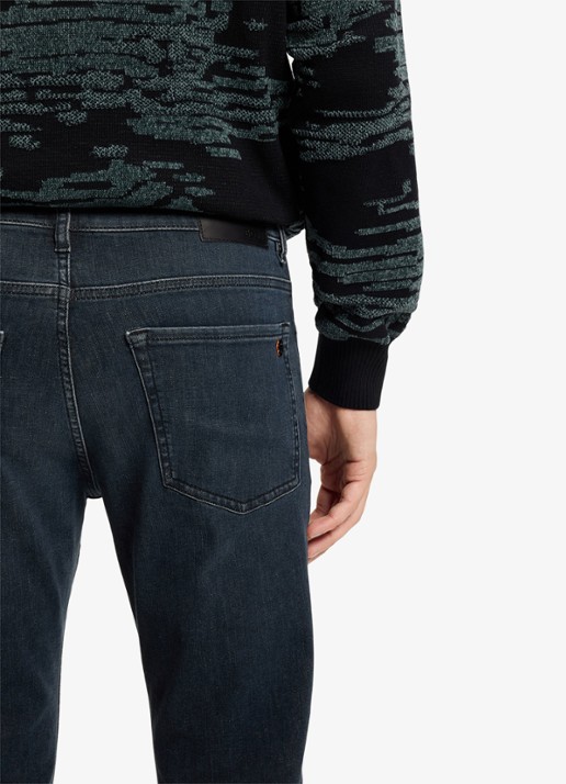 BOSS Straight leg jeans met steekzakken - achterkant 3 donkerblauw