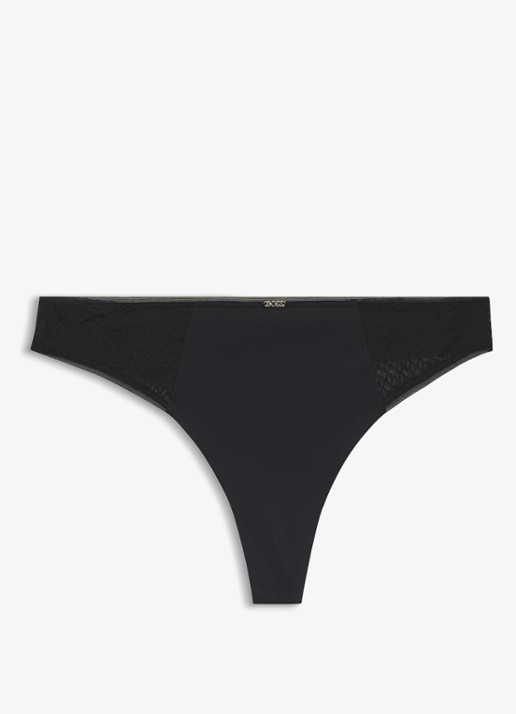 BOSS String met kant - voorkant zwart