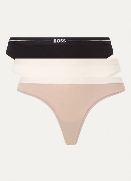 BOSS String met logo in 3-pack - voorkant 3 beige