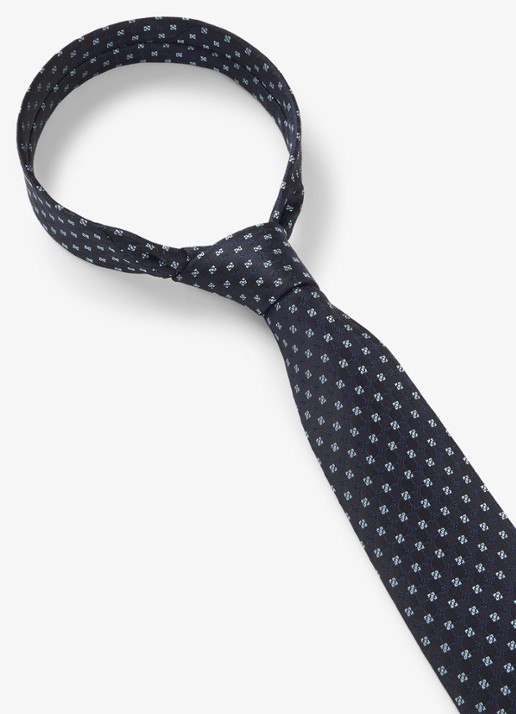 BOSS Stropdas in zijdeblend met stippenprint - detail 5 donkerblauw