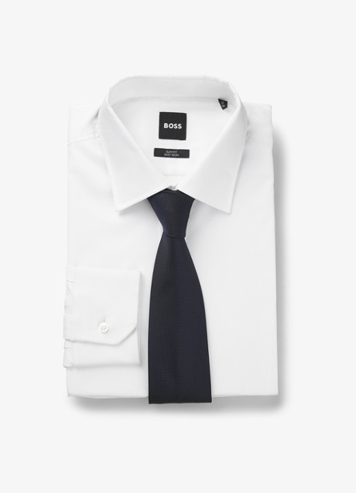 BOSS Stropdas in zijdeblend - detail donkerblauw